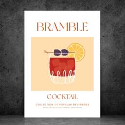 Bramble Cocktail Art Print Poster - Party Signature Drink Sign Wall Decor Minimalist Elegant Retro Gift A5 A4 A3 - thumbnail 3