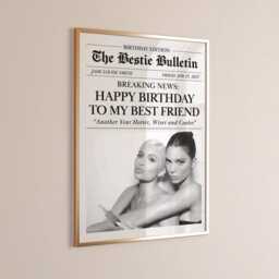 Best Friend Birthday Custom Gift, Bestie Personalised Photo Newspaper Print, Wall Art Present For Sister - thumbnail 2