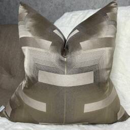 John Lewis & Partners Lawson Fabric Geometric Gold Cushion Cover Art Deco Greek Designer High Quality Handmade - thumbnail 2
