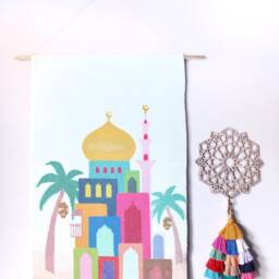 Mosque Islamic Art Wall Hanging Weave Tapestry, Muslim Children's Room, Masjid, Salat, Multicolour, Vibrant Home Decor, Macram?? - thumbnail 4