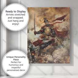 Legendary Chinese Warrior With Sword Dynamic Battle Painting Canvas Wall Art Print Decor Picture Ready To Hang - thumbnail 3