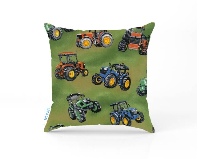 Tractor Cushion Cover Green Nursery Decor Boys Playroom, Gifts Kids Bedroom Decor, Children Cover, Farm Themed - image 1