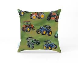 Tractor Cushion Cover Green Nursery Decor Boys Playroom, Gifts Kids Bedroom Decor, Children Cover, Farm Themed - thumbnail 1