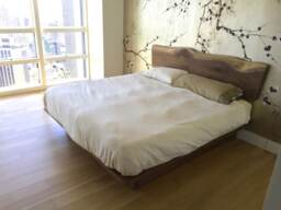 Platform Storage Bed With Live Edge Headboard