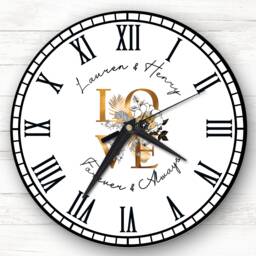 Gold & Black Love Anniversary Birthday Valentine's Gift Personalised Clock - thumbnail 1