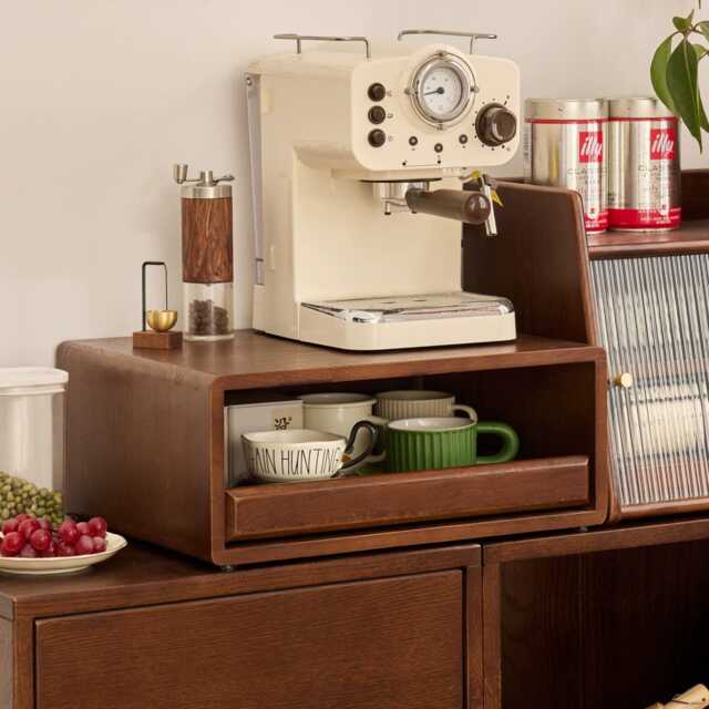 Solid Ash Wood Modern Coffee Capsule Tea Sachet Holder, Coffee Bar Machine Maker Stand, Pod Drawer, Kitchen Countertop - image 1