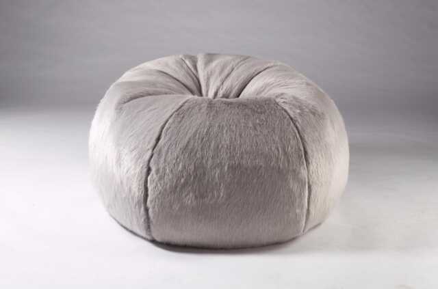 Large Grey Faux Fur Beanbag Bohemian Luxury - image 1