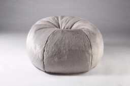 Large Grey Faux Fur Beanbag Bohemian Luxury - thumbnail 1