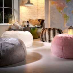 Large Grey Faux Fur Beanbag Bohemian Luxury - thumbnail 3