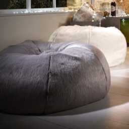 Large Grey Faux Fur Beanbag Bohemian Luxury - thumbnail 2