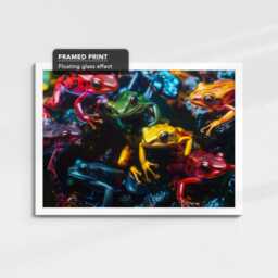 Vibrant Rainbow Frog Animal Art Abstract Oil Painting Framed Poster Print & Canvas Wall Living Home Decor Interior Pet Gift Ideas - thumbnail 3