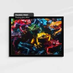 Vibrant Rainbow Frog Animal Art Abstract Oil Painting Framed Poster Print & Canvas Wall Living Home Decor Interior Pet Gift Ideas - thumbnail 2