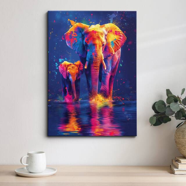 Elephant Oil Watercolour Painting Framed Poster Print Or Canvas Wall Decor Art Bedroom Home Interior Gift For Pet Lover - image 1