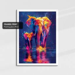Elephant Oil Watercolour Painting Framed Poster Print Or Canvas Wall Decor Art Bedroom Home Interior Gift For Pet Lover - thumbnail 3