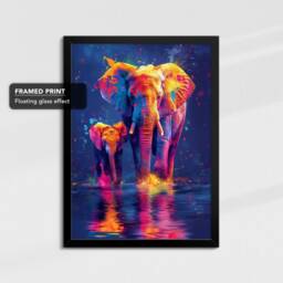 Elephant Oil Watercolour Painting Framed Poster Print Or Canvas Wall Decor Art Bedroom Home Interior Gift For Pet Lover - thumbnail 2