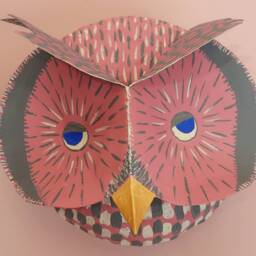 Paper M??ch?? Owl Head, Rosa - thumbnail 3