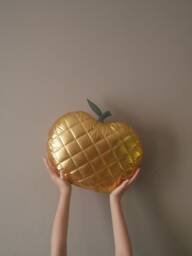 Apple Cushion Decoration For Children's Room Handmade Quilted Fabric Gold Cork