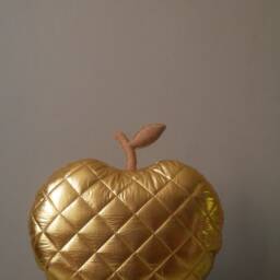Apple Cushion Decoration For Children's Room Handmade Quilted Fabric Gold Cork - thumbnail 4