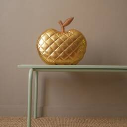 Apple Cushion Decoration For Children's Room Handmade Quilted Fabric Gold Cork - thumbnail 3