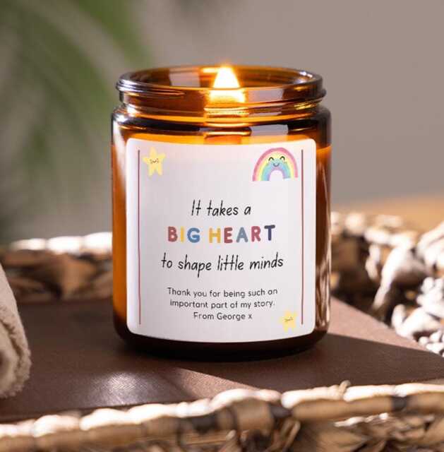 Teacher Thank You Candle, It Takes A Big Heart To Shape Little Minds, End Of Year Teaching Assistant, Nursery Appreciation Gift - image 1
