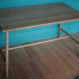 Custom Made Solid European Oak Braced Legged Dining Table Scandi Inspired Furniture - thumbnail 2