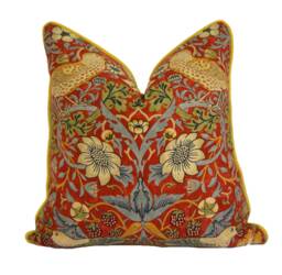 William Morris - Strawberry Thief Crimson/Slate Stunning Iconic Classic Designer Cushion Cover Handmade Home Decor Luxury Throw