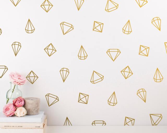 Geometric Wall Decals - 48 Prism Decals, Unique Vinyl Decal Set, Gold & Decor Great For Gifts & More - image 1