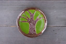 Golden Tree Candle Dish, Handmade Ceramic Soap Golden Tea Bag Holder, Trinket Dish, Dish