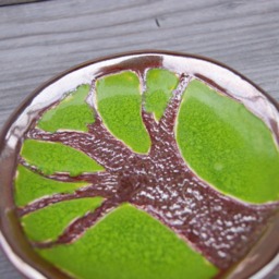 Golden Tree Candle Dish, Handmade Ceramic Soap Golden Tea Bag Holder, Trinket Dish, Dish - thumbnail 3
