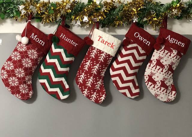 Personalized Large Knitting Monogrammed Christmas Stockings Holidays Decoration Traditional Stockings-Gift Collection Bag Ornament - image 1