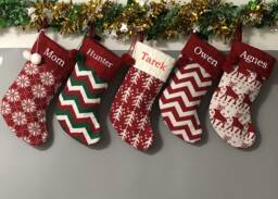 Personalized Large Knitting Monogrammed Christmas Stockings Holidays Decoration Traditional Stockings-Gift Collection Bag Ornament
