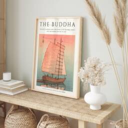 Buddhist Sailboat Art Print, Hasui Kawase Japanese Decor - thumbnail 3