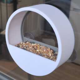 Round Modern Style Glass Window Mounted Bird Feeder Station With Strong Suction Pads - thumbnail 2
