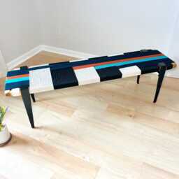 Hand-Woven Entryway Bench Mcm Style End Of Bed & Mudroom Seating - Custom-Made, Multiple Sizes - thumbnail 4