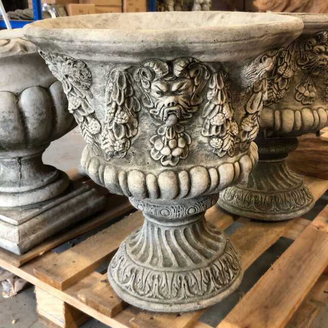 Pair Of Bacchus Urns - Reconstituted Stone Planter Vase Pots Garden Ornament - image 1