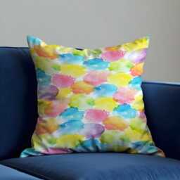 Bright Watercolor Splatter Throw Pillow Cover, Colorful Abstract Cushion Case For Sofa, Cheerful Artistic Accent Kids Room Living - thumbnail 2