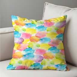 Bright Watercolor Splatter Throw Pillow Cover, Colorful Abstract Cushion Case For Sofa, Cheerful Artistic Accent Kids Room Living - thumbnail 4