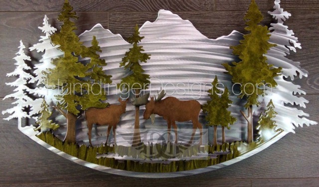 Moose Metal Art 3D Forest Scene Wall Decor - image 1