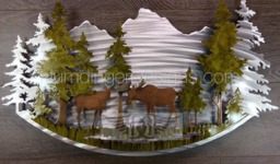 Moose Metal Art 3D Forest Scene Wall Decor - thumbnail 1