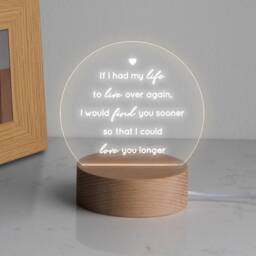 Engraved Desk Lamp, Anniversary Gift For Wife, I Love You Gifts Girlfriend, Romantic Valentine Gift, If Had My Life To Live Over Again