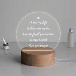 Engraved Desk Lamp, Anniversary Gift For Wife, I Love You Gifts Girlfriend, Romantic Valentine Gift, If Had My Life To Live Over Again - thumbnail 3