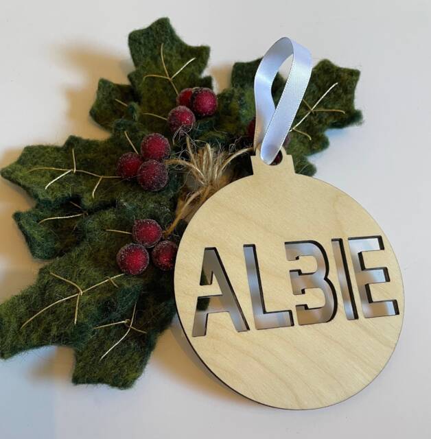 Personalised Wooden Christmas Bauble - Custom Name Ornament - image 1