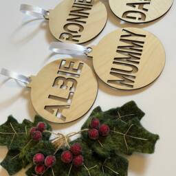 Personalised Wooden Christmas Bauble - Custom Name Ornament - thumbnail 3