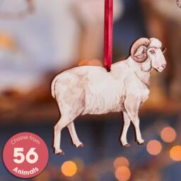 Watercolour Style Wooden Sheep Hanging Decoration - Handcrafted Christmas For Stylish Home D??cor, Unique Gift Idea