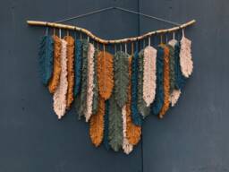 Macrame Feathers, Boho Headboard, Dorm Decor, Weaving Wall Hanging, Large Tapestry, Bedroom Living Room Decor - thumbnail 1