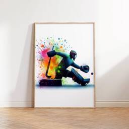 Hockey Goalie Print Poster - Set Of 3 Art Prints - Watercolour Wall Boys Gift For Player Room Artwork - thumbnail 3