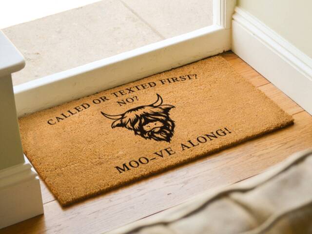 Move Along Highland Cow Doormat - Moo-Ve Funny Country Living Door Mat Farmhouse Decor Western Style - image 1
