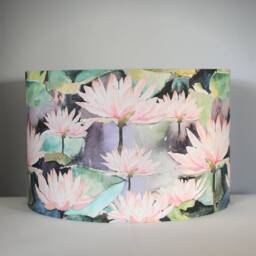 Floral Scandinavian Fabric Lampshade 40cm Handmade By Vivid Shades, Contemporary Orchid Flower Scandi For Standard Lamp Or Ceiling - thumbnail 2