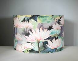 Floral Scandinavian Fabric Lampshade 40cm Handmade By Vivid Shades, Contemporary Orchid Flower Scandi For Standard Lamp Or Ceiling - thumbnail 1