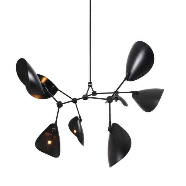 Blackened Brass Sputnik Chandelier - Mid-Century Modern 8-Light Pendant - image 1